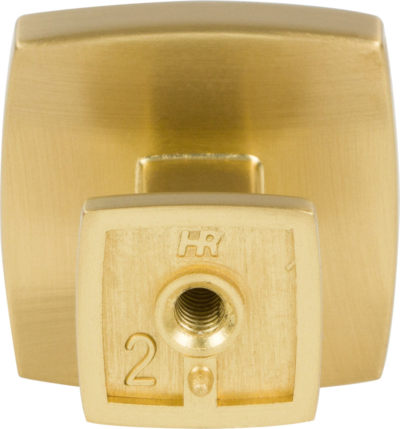1-1/4" Overall Length Brushed Gold Square Renzo Cabinet Knob
