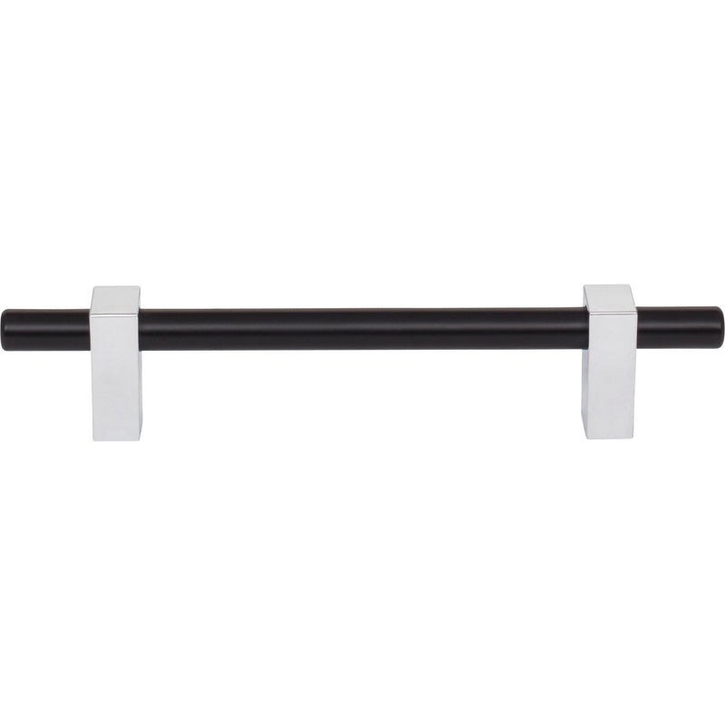 128 mm Center-to-Center Matte Black with Polished Chrome Larkin Cabinet Bar Pull