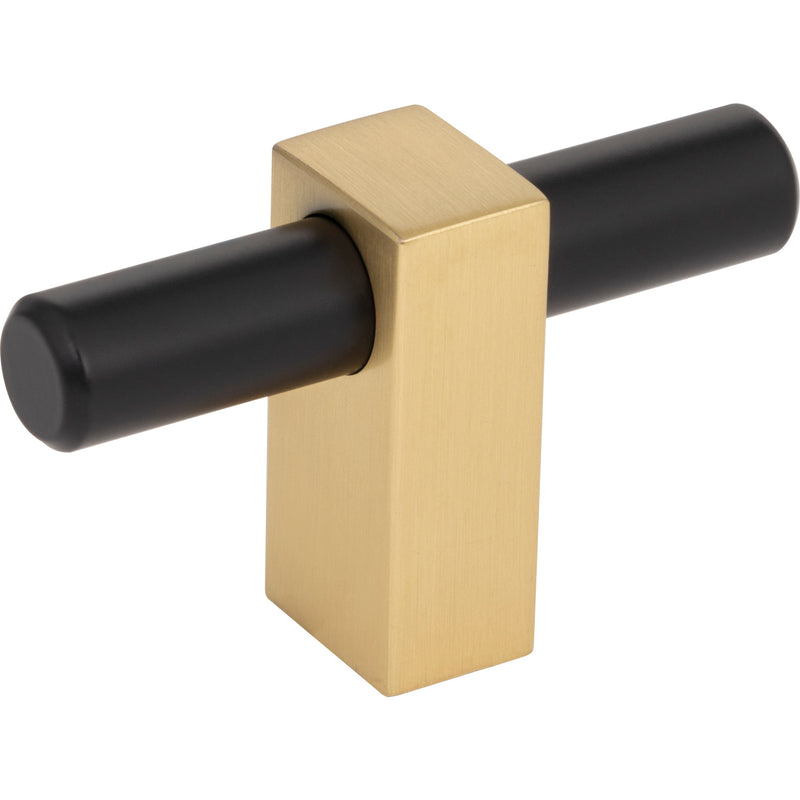 2-3/8" Overall Length Matte Black with Brushed Gold Larkin "T" Knob