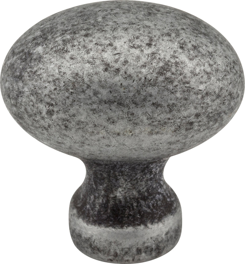 1-3/16" Overall Length Distressed Antique Silver Football Bordeaux Cabinet Knob