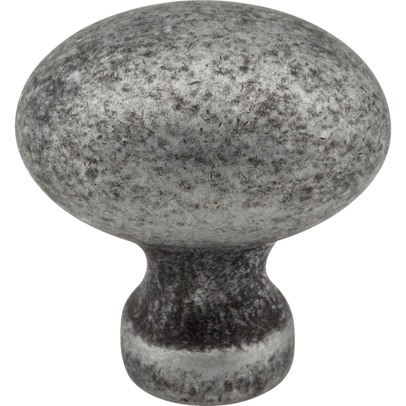 1-3/16" Overall Length Distressed Antique Silver Football Bordeaux Cabinet Knob