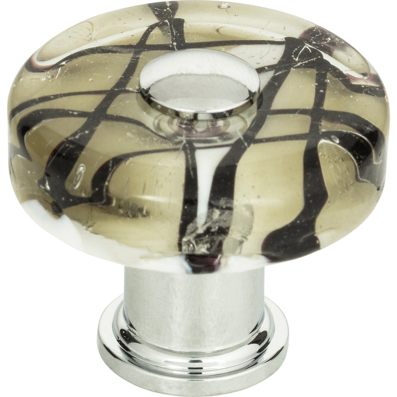 Viceroy Glass Round Knob 1 1/2 Inch Polished Chrome