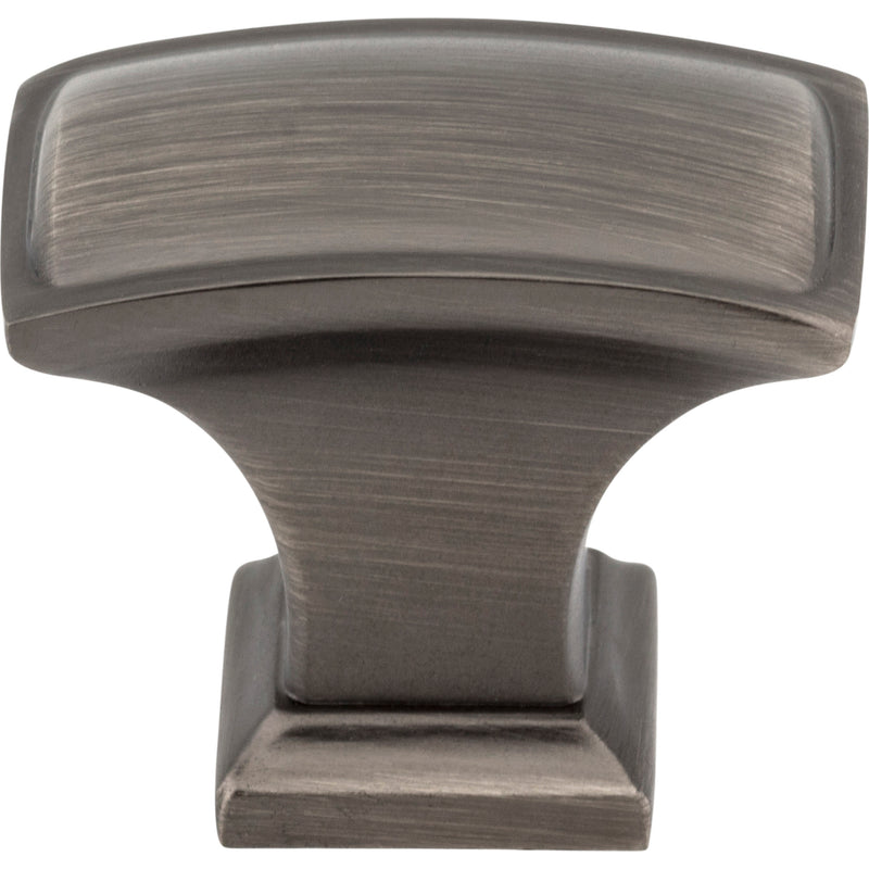 1-1/2" Overall Length Brushed Pewter Rectangle Annadale Cabinet Knob