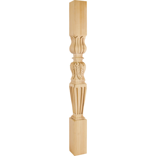 3-3/4" W x 3-3/4" D x 42" H Maple Fluted Acanthus Post