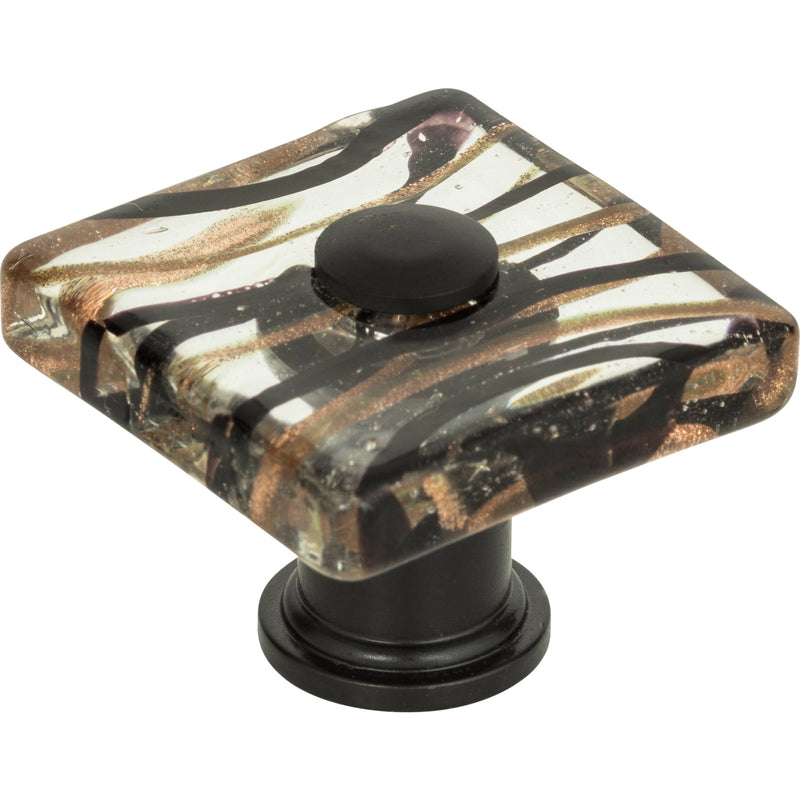 Milky Way Glass Square Knob 1 1/2 Inch Aged Bronze