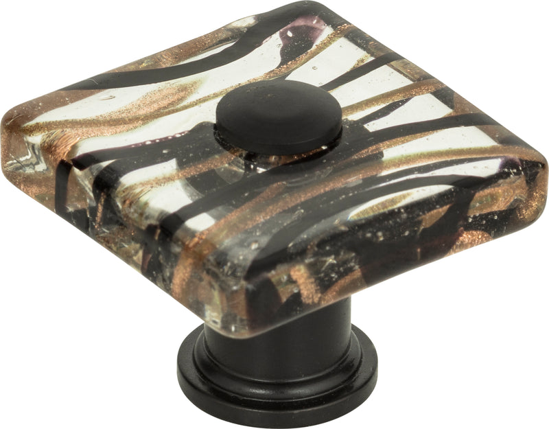 Milky Way Glass Square Knob 1 1/2 Inch Aged Bronze