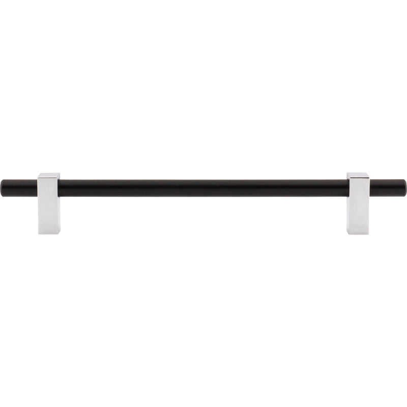 192 mm Center-to-Center Matte Black with Polished Chrome Larkin Cabinet Bar Pull