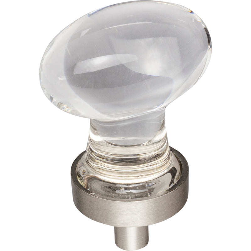 1-1/4" Overall Length Satin Nickel Football Glass Harlow Cabinet Knob