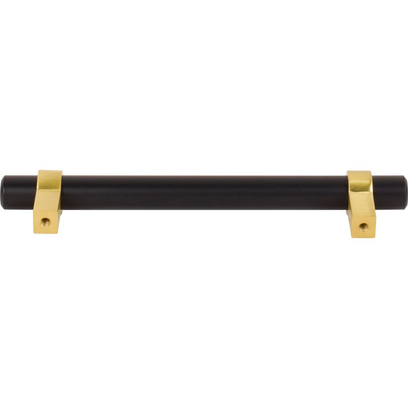 128 mm Center-to-Center Matte Black with Brushed Gold Key Grande Cabinet Bar Pull