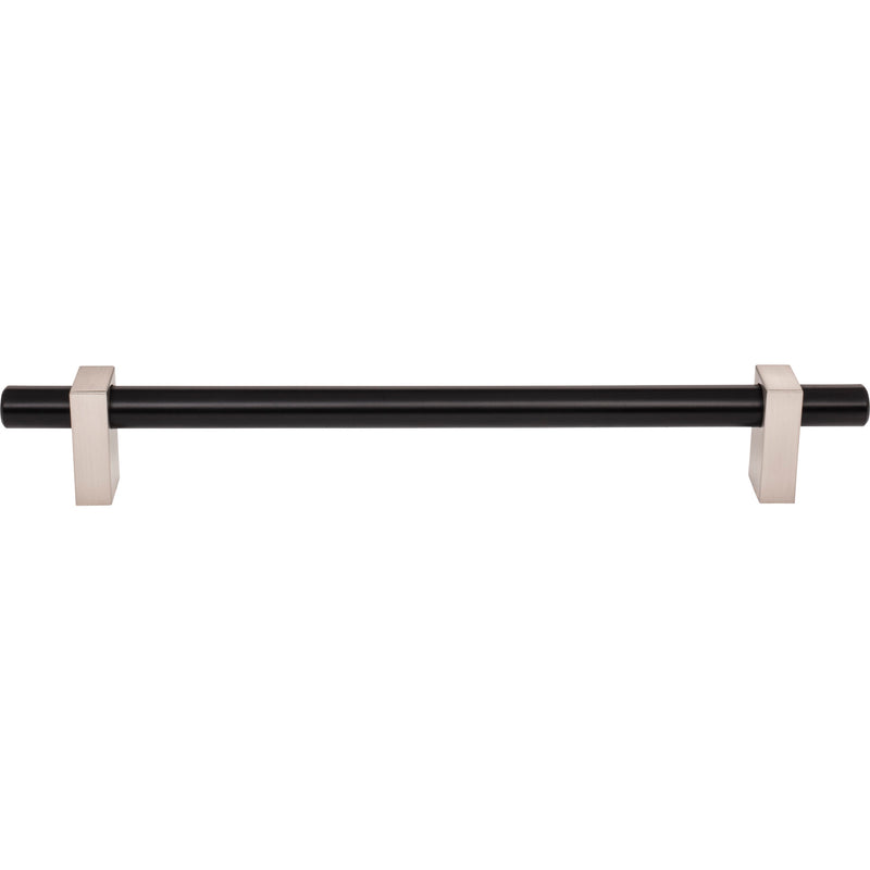 12" Center-to-Center Matte Black with Satin Nickel Larkin Appliance Handle