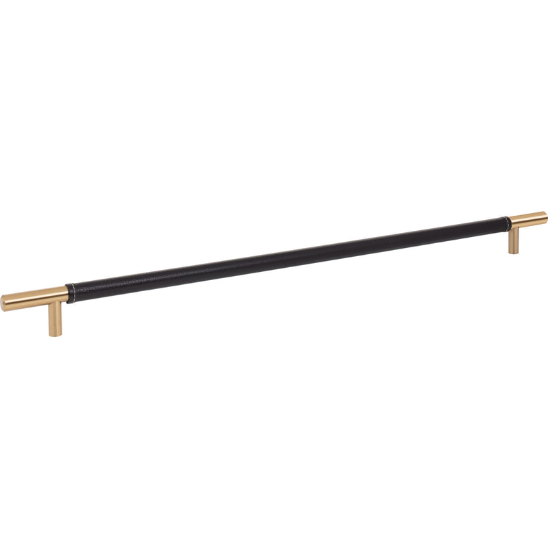 Zanzibar Black Appliance Pull 17 Inch (c-c) Leather Warm Brass