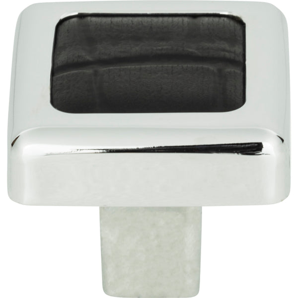 Paradigm Square Knob 1 1/4 Inch CH & Black Croc Leather