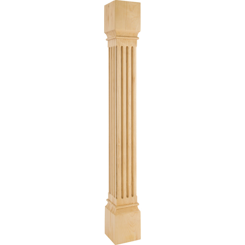 5" W x 5" D x 42" H Rubberwood Fluted Post