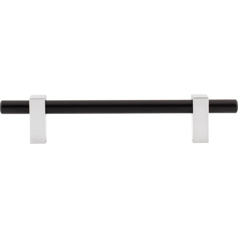 128 mm Center-to-Center Matte Black with Polished Chrome Larkin Cabinet Bar Pull