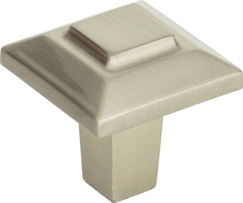 Trocadero Small Square Knob 1 Inch Brushed Nickel