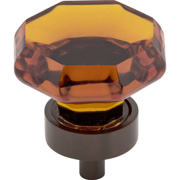 Wine Octagon Crystal Knob 1 3/8 Inch Oil Rubbed Bronze Base