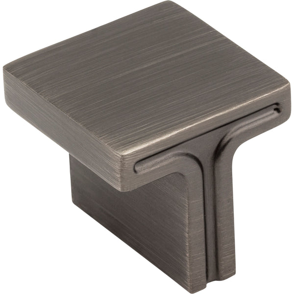 1-1/8" Overall Length Brushed Pewter Square Anwick Cabinet Knob