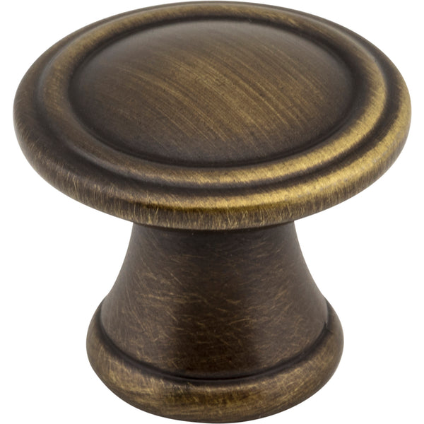 1-3/16" Diameter Antique Brushed Satin Brass Cordova Cabinet Knob