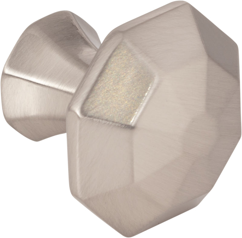 1-1/4" Overall Length Satin Nickel Octagonal Wheeler Cabinet Knob