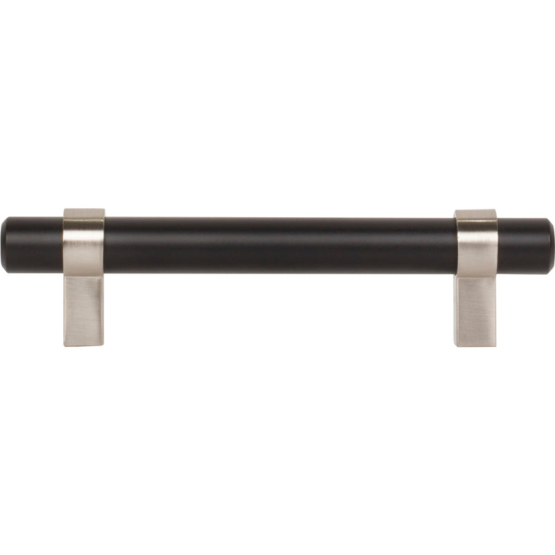 96 mm Center-to-Center Matte Black with Satin Nickel Key Grande Cabinet Bar Pull