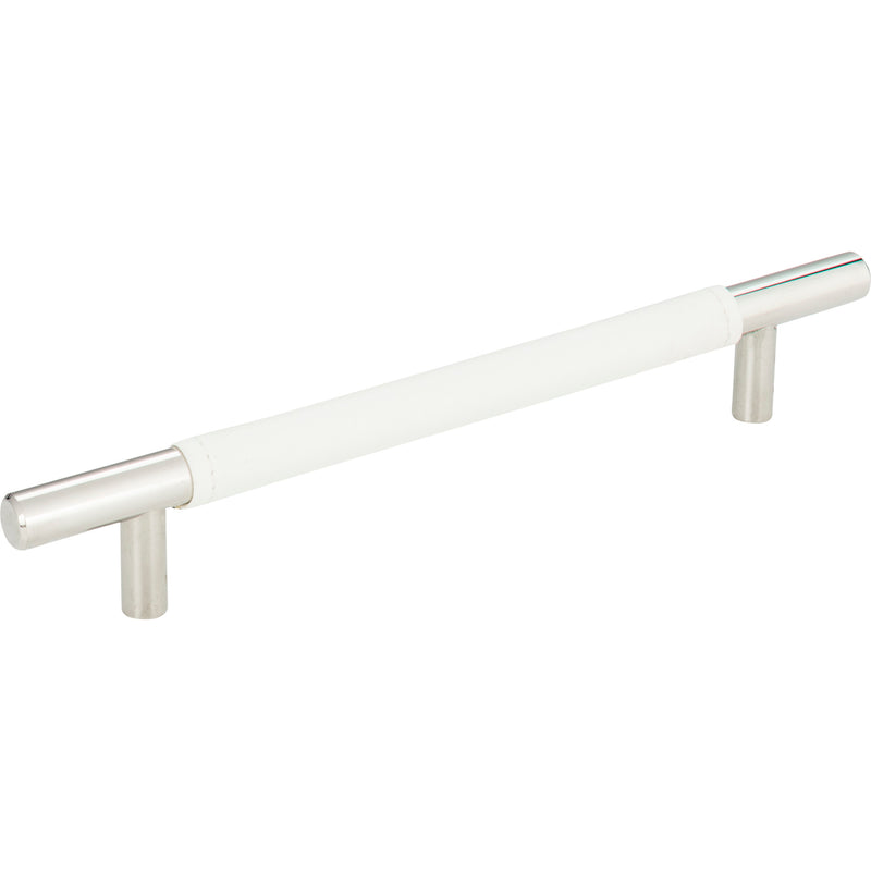 Zanzibar White Leather Pull 6 5/16 Inch (c-c) Polished Chrome