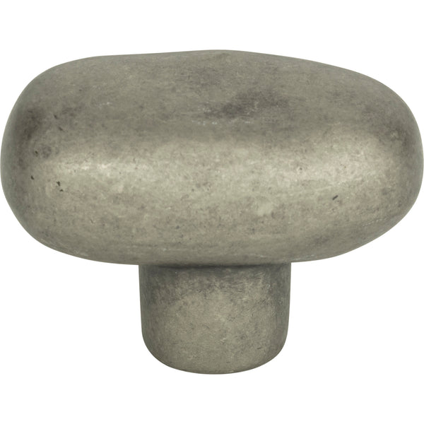 Distressed Oval Knob 1 11/16 Inch Pewter