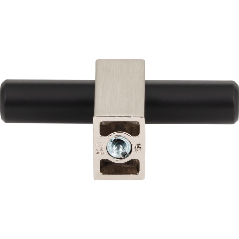 2-3/8" Overall Length Matte Black with Satin Nickel Larkin "T" Knob