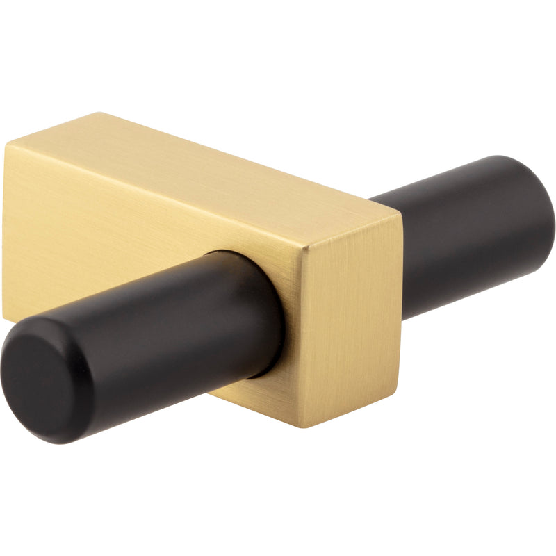 2-3/8" Overall Length Matte Black with Brushed Gold Larkin "T" Knob