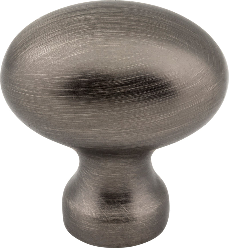 1-3/16" Overall Length Brushed Pewter Football Bordeaux Cabinet Knob