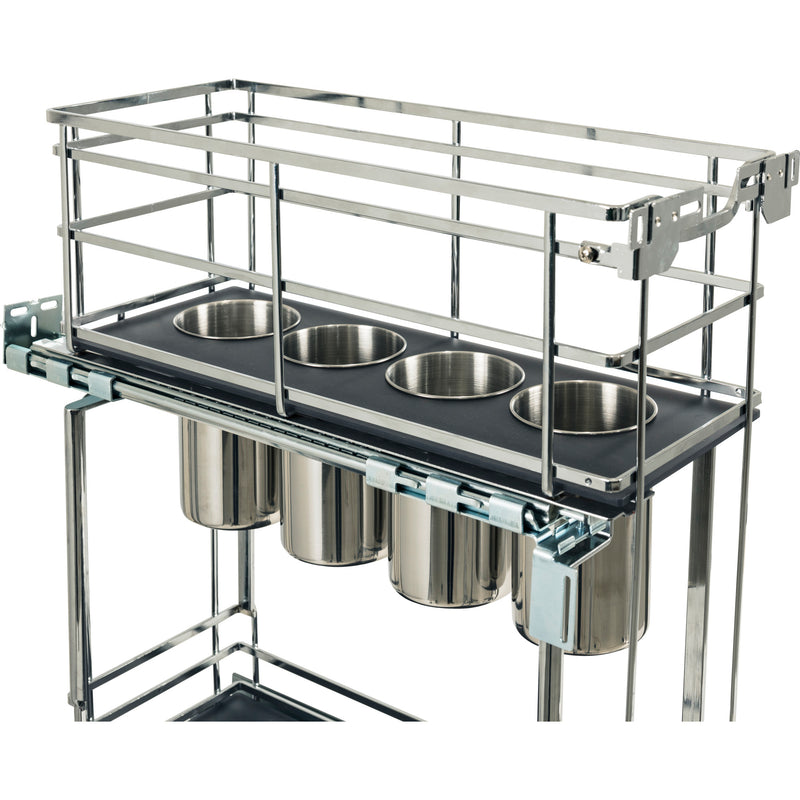 8" Polished Chrome STORAGE WITH STYLE® Metal "No Wiggle" Soft-close Utensil Base Pullout