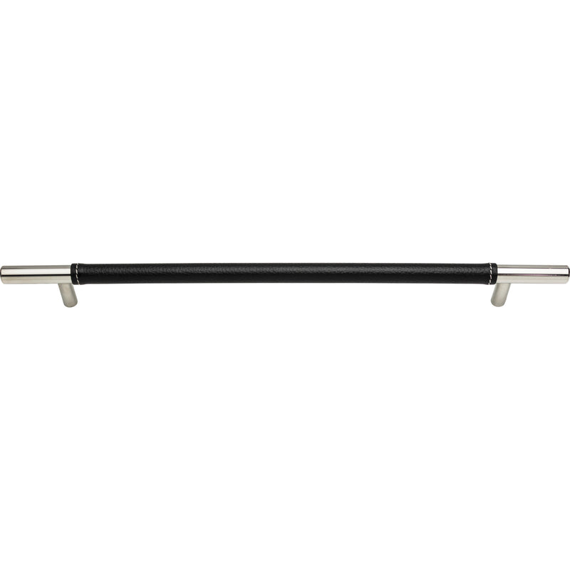 Zanzibar Black Leather Pull 11 5/16 Inch (c-c) Polished Chrome