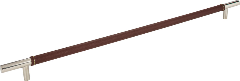 Zanzibar Brown Appliance Pull 17 Inch (c-c) Leather Polished Chrome