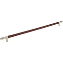 Zanzibar Brown Appliance Pull 17 Inch (c-c) Leather Polished Chrome