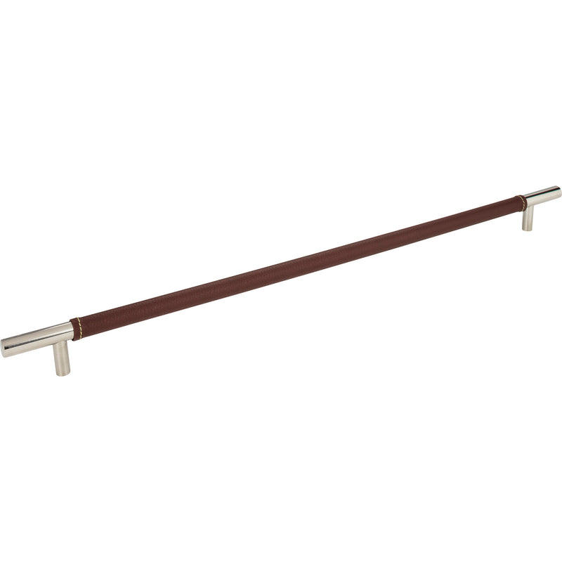 Zanzibar Brown Appliance Pull 17 Inch (c-c) Leather Polished Chrome