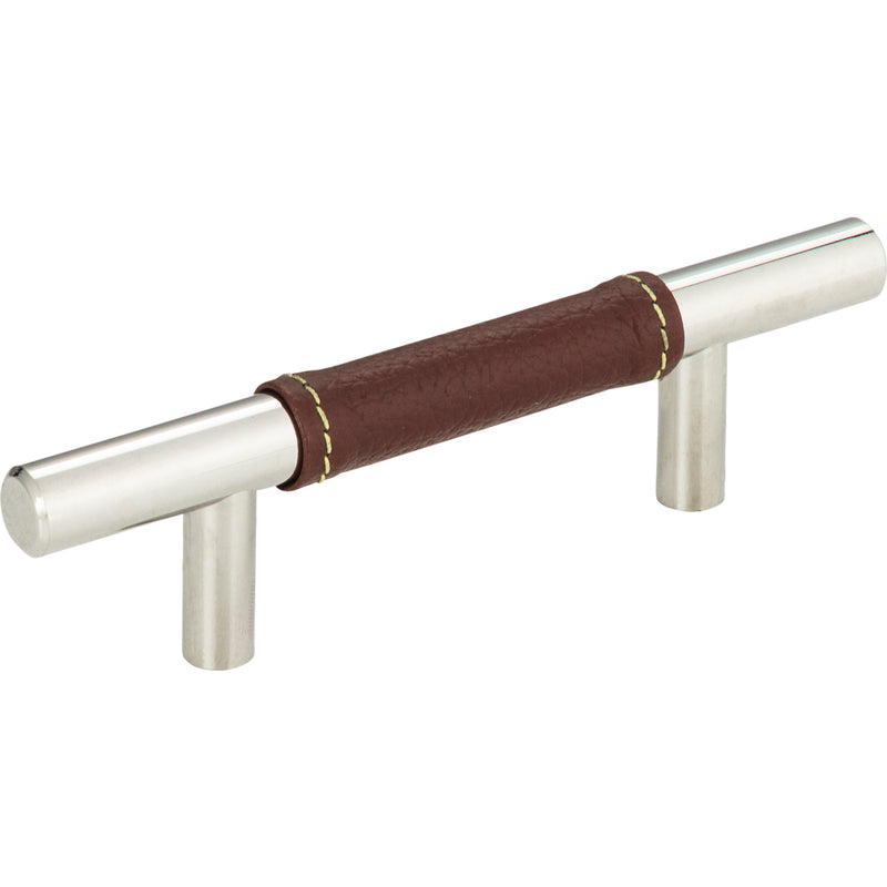 Zanzibar Brown Leather Pull 3 Inch (c-c) Polished Chrome