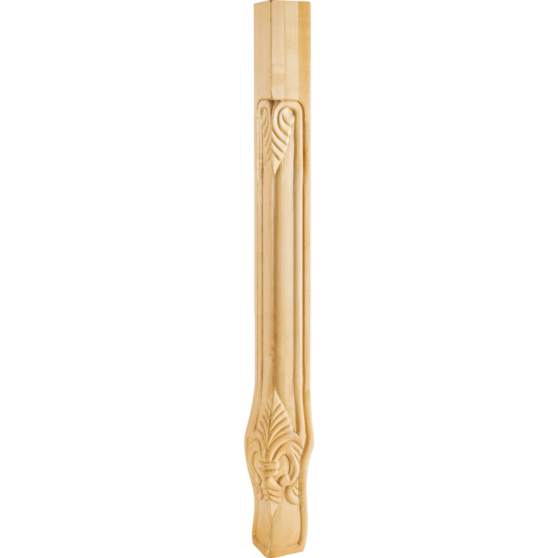 2-3/4" W x 2-3/4" D x 35-1/4" H Maple Acanthus Corner Leg