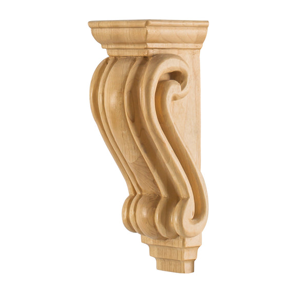 2-9/16" W x 2-7/16" D x 7" H Cherry Scrolled Corbel