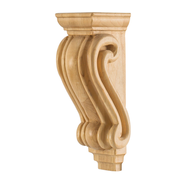 2-9/16" W x 2-7/16" D x 7" H Rubberwood Scrolled Corbel