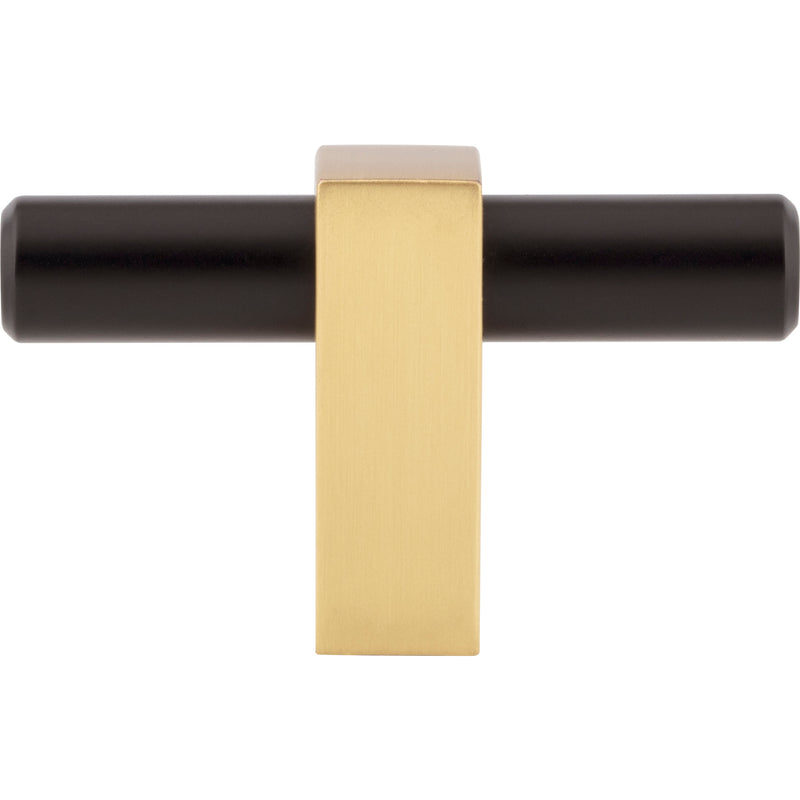 2-3/8" Overall Length Matte Black with Brushed Gold Larkin "T" Knob