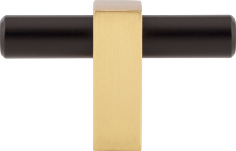 2-3/8" Overall Length Matte Black with Brushed Gold Larkin "T" Knob