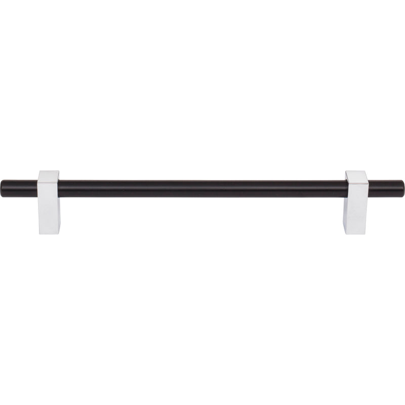 192 mm Center-to-Center Matte Black with Polished Chrome Larkin Cabinet Bar Pull