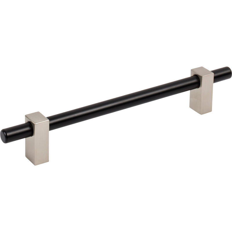 160 mm Center-to-Center Matte Black with Satin Nickel Larkin Cabinet Bar Pull