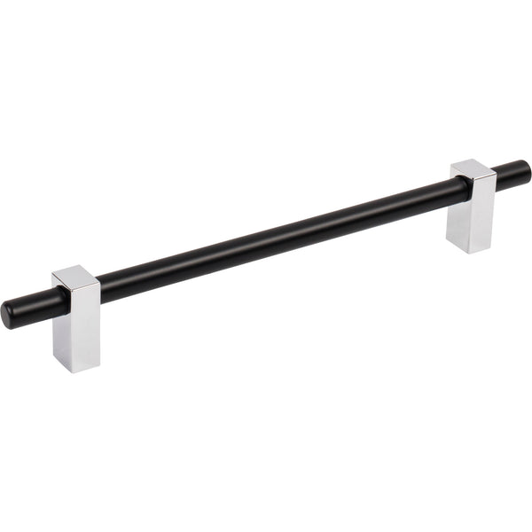 192 mm Center-to-Center Matte Black with Polished Chrome Larkin Cabinet Bar Pull