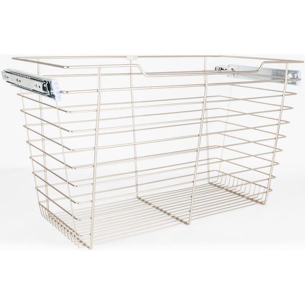 Satin Nickel Closet Pullout Basket with Slides 16"D x 29"W x 17"H