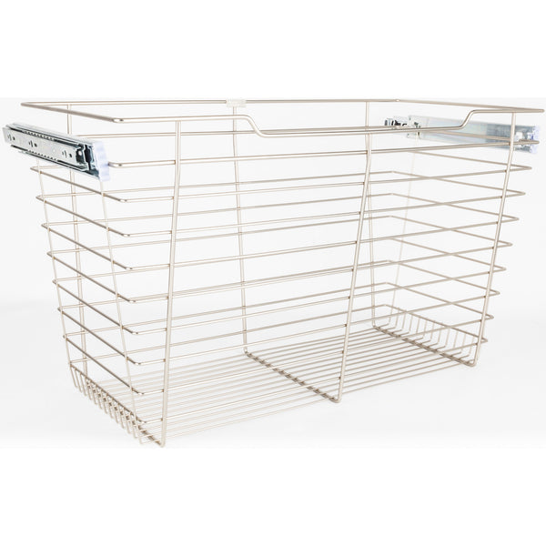 Satin Nickel Closet Pullout Basket with Slides 16"D x 17"W x 17"H