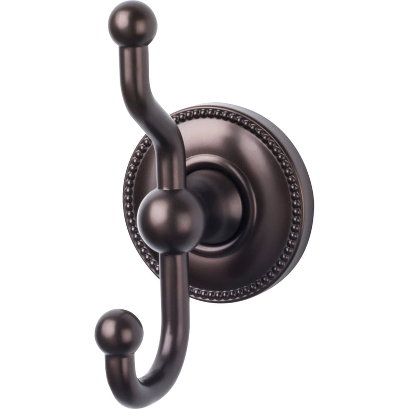 Edwardian Bath Double Hook Beaded Backplate Oil Rubbed Bronze