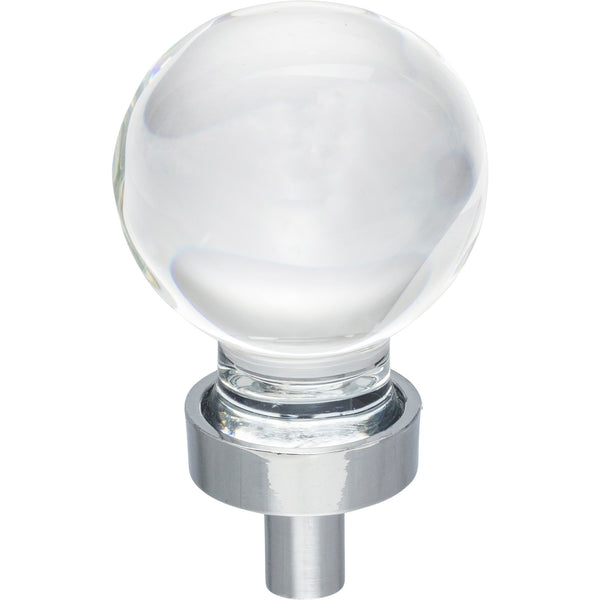 1-1/16" Diameter Polished Chrome Sphere Glass Harlow Cabinet Knob
