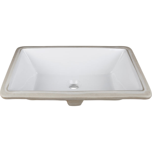 H8910WH:  18-1/2" L x 11-1/8" W White Rectangle Undermount Porcelain Bathroom Sink With Overflow