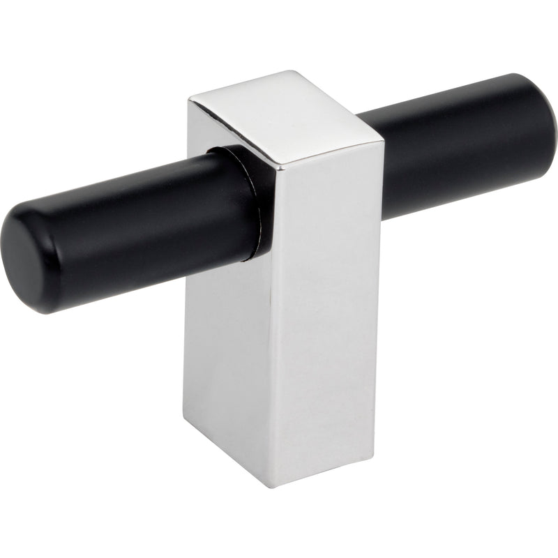 2-3/8" Overall Length Matte Black with Polished Chrome Larkin "T" Knob