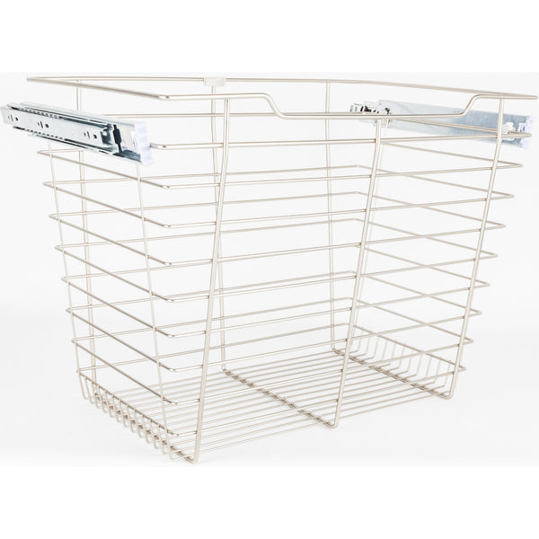 Satin Nickel Closet Pullout Basket with Slides 14"D x 23"W x 17"H